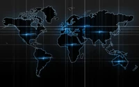 Mapa mundial azul eléctrico: un gráfico tecnológico moderno