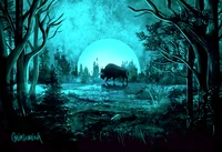 Mystical Bison in Enchanted Old Growth Forest