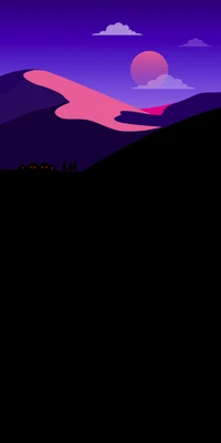 Violet Dusk Over Rolling Slopes and Silhouetted Horizon