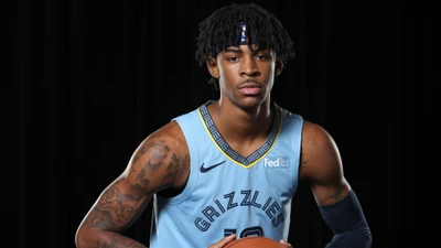 Ja Morant: Estrela do basquete do Memphis Grizzlies em papel de parede 4K