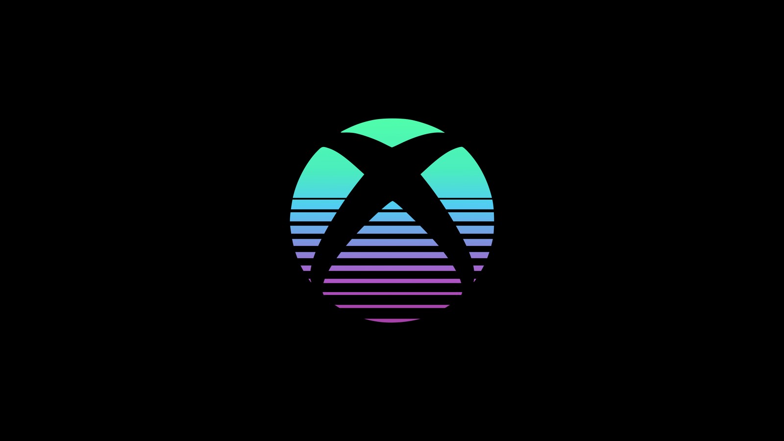 A black background with a neon green and purple logo (xbox, logo, black, background, digital art)