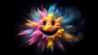 smiley, rosto, emoji, colorido, explosão