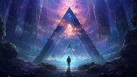 alone, pyramid, digital art wallpaper