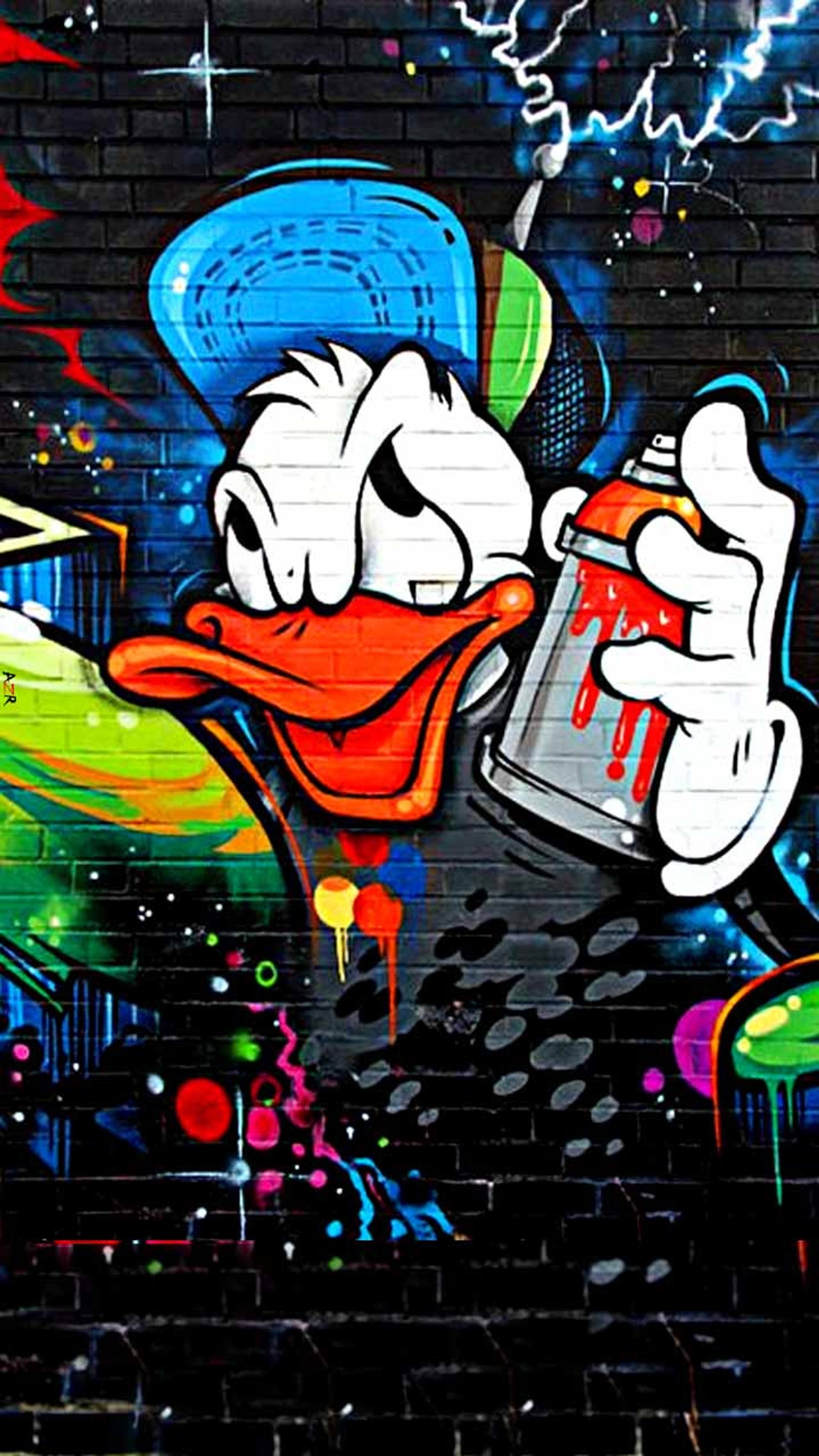 Скачать обои мультфильм, дональд дака, donald duck, смешной, граффити