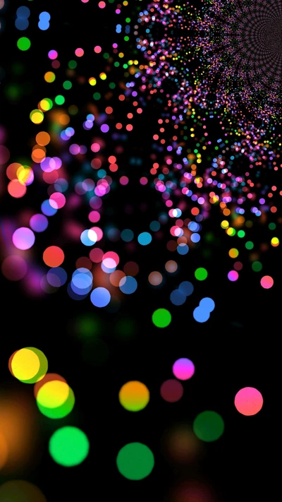 Vibrant Colorful Bokeh Swirls on Black Background - 4K Wallpaper