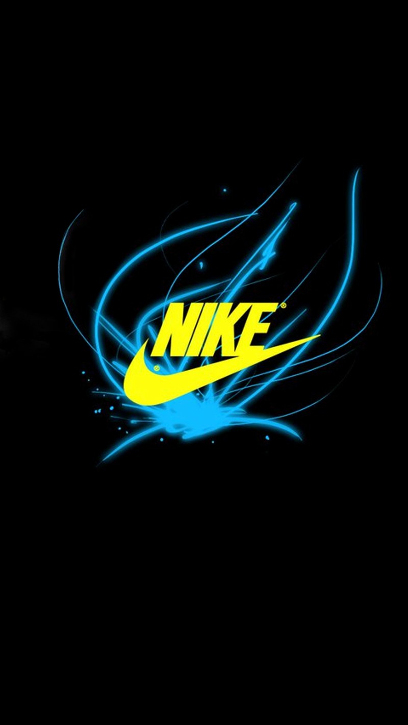 Крупный план черного фона с желтым логотипом nike (логотипы, nike)