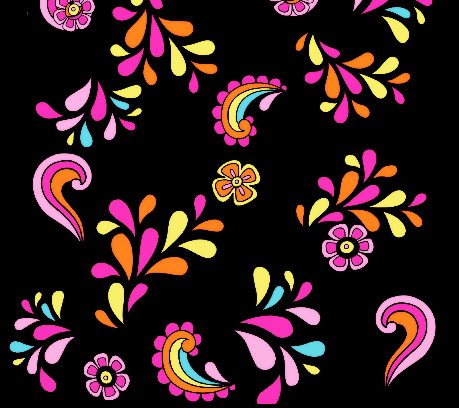 A close up of a colorful pattern of flowers and leaves (abstract, flower, power)