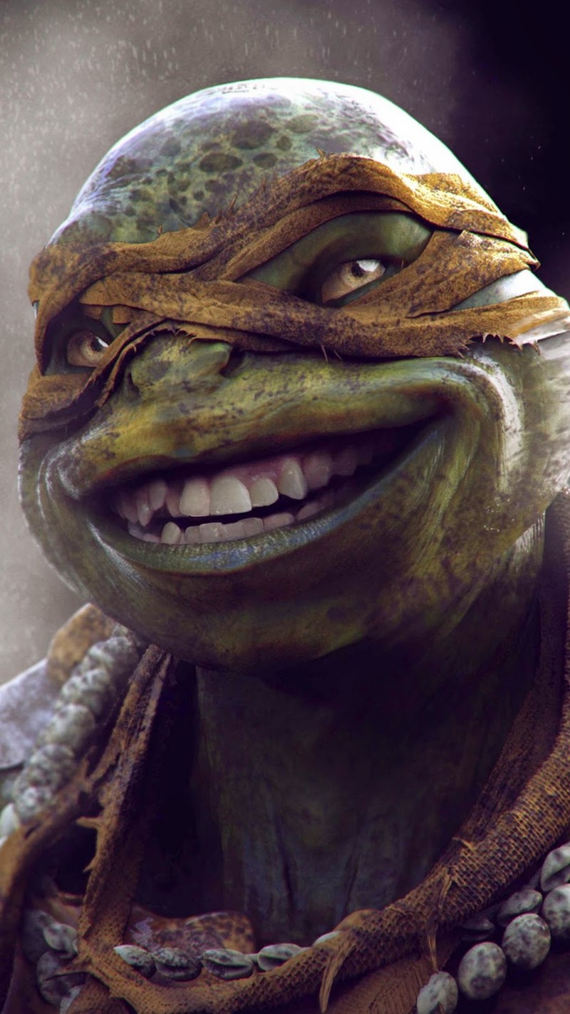 Крупный план подростка с улыбкой на лице (ниндзя, черепашка ниндзя, tmnt)