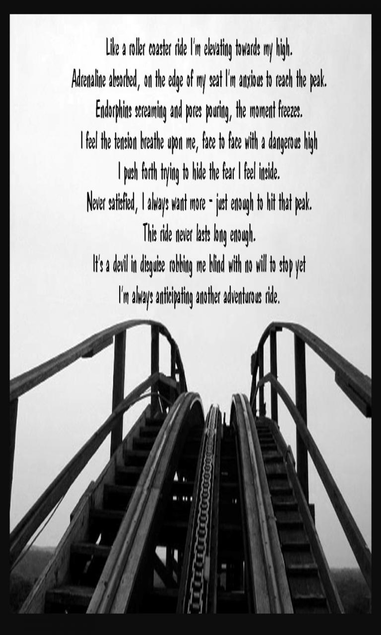 A close up of a train track with a poem on it (hd, hurts, life, love, new)