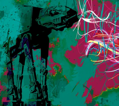 Abstract AT-AT Encounter with Vibrant Energy