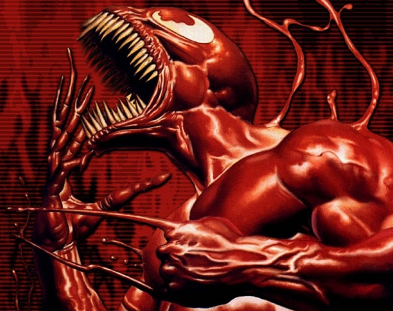 Крупный план человека с очень большим ртом и широкой улыбкой (carnage, marvel, человек паук, spiderman)