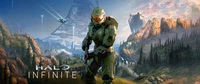 Master Chief dans Halo Infinite : Paysage Épique et Aventure