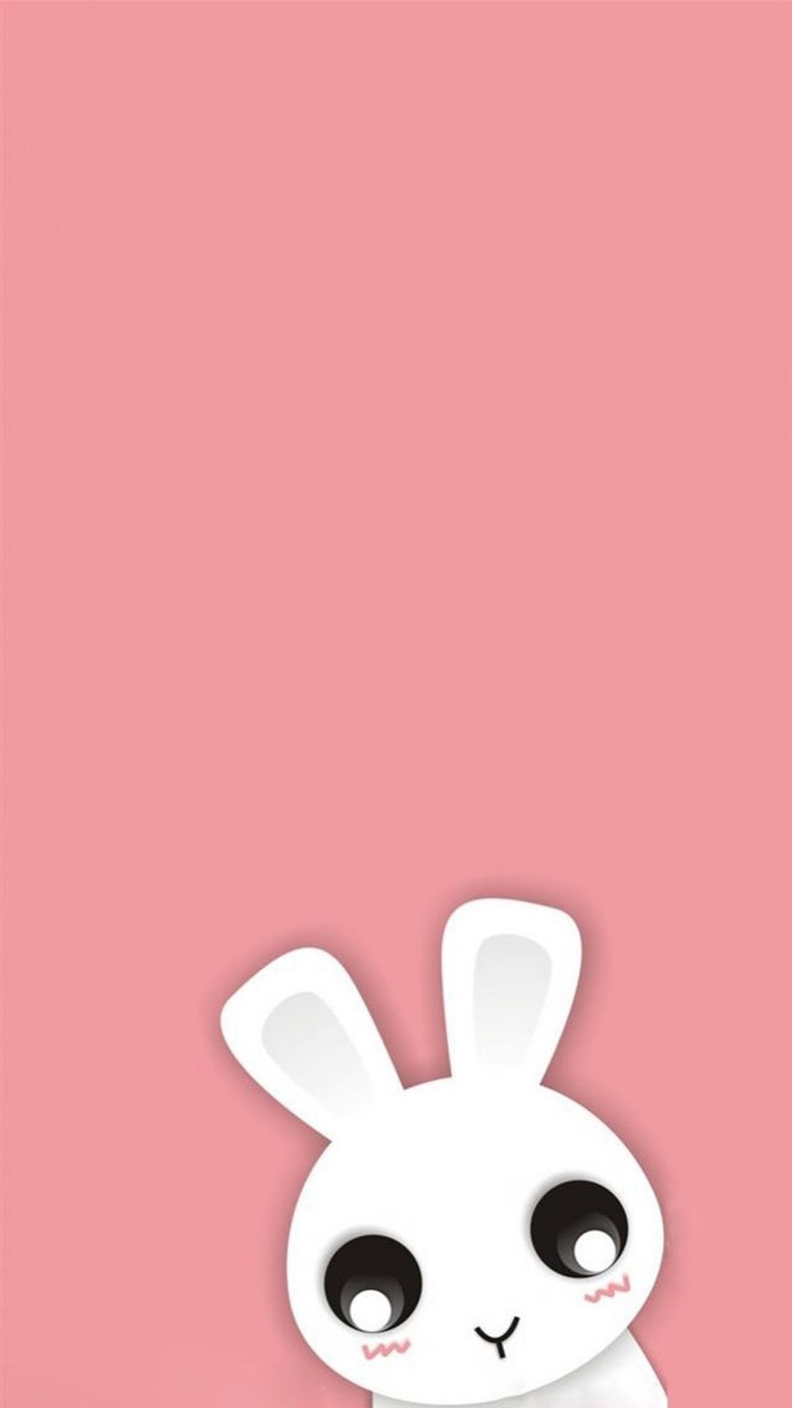 Ein weißer hase mit schwarzen augen und einem rosa hintergrund (illustration, design, osterhase, niedlichkeit, smartphone)