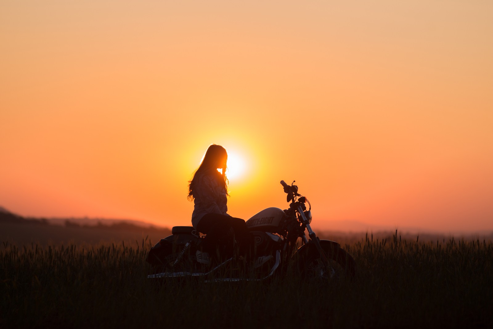 motorcycle, sunrise, sunset, sun, morning wallpaper