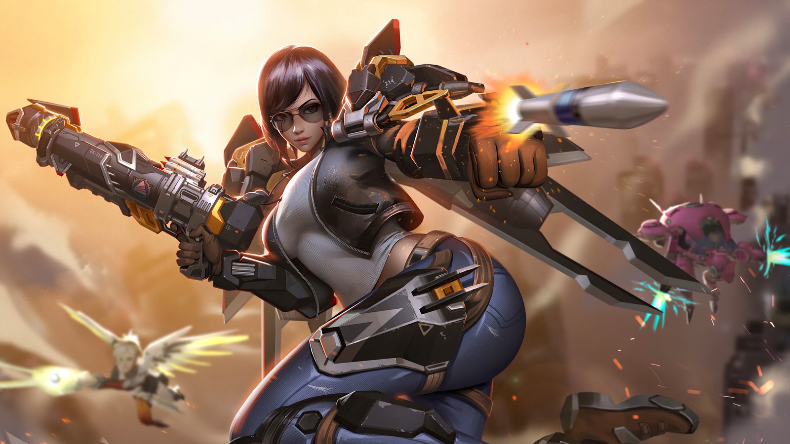 pharah, overwatch, video game, art wallpaper