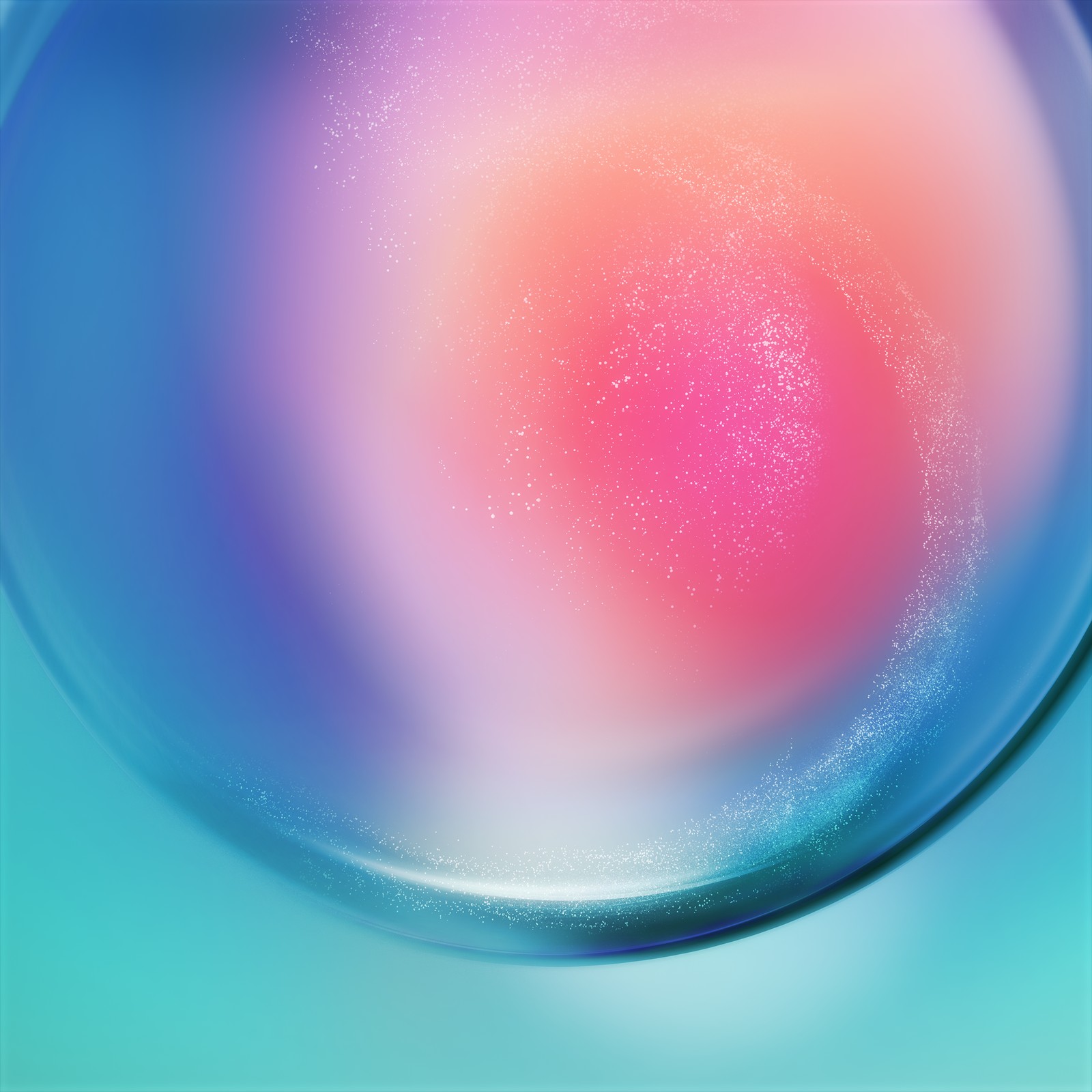 A close up of a glass ball with a pink and blue background (smartphone, colorfulness, liquid, astronomical object, circle)