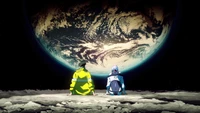 David and Lucy Gazing at Earth from the Moon in Cyberpunk Edgerunners