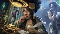 Chercheurs de xénotypes analysant des artefacts anciens dans Legends of Runeterra