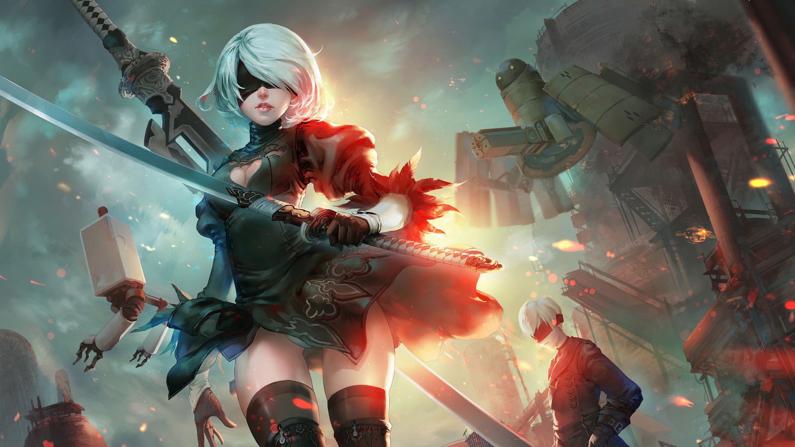 Descargar fondo de pantalla nier automata, videojuego, yorha 2b, yorha no 2 tipo b, yorha no 2 type b