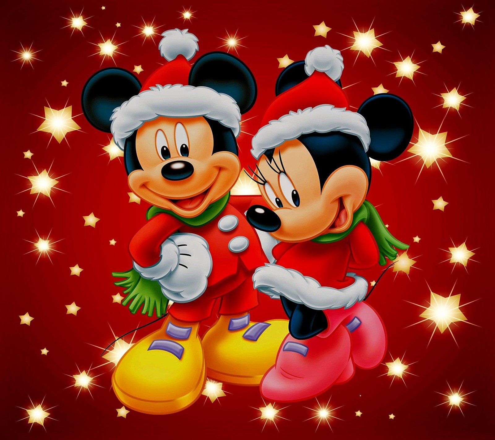 Mickey und minnie maus weihnachts-hintergrundbild (gd, lx)