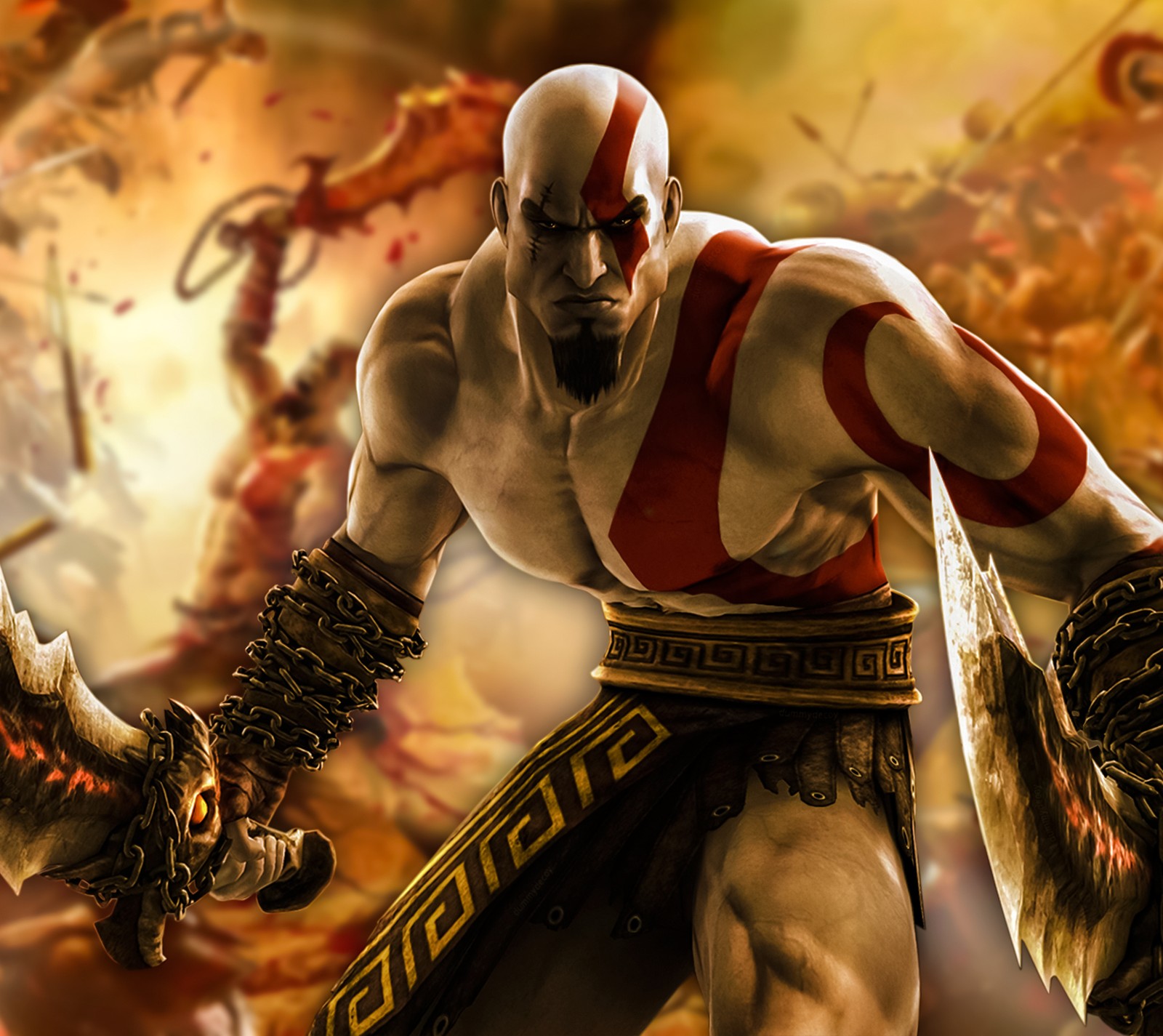 Скачать обои god of war, kratos, санта моника, santa monica, sony