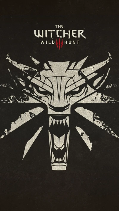 Um emblema de lobo feroz representando "The Witcher: Caçada Selvagem", simbolizando força e aventura em um mundo de fantasia sombria.