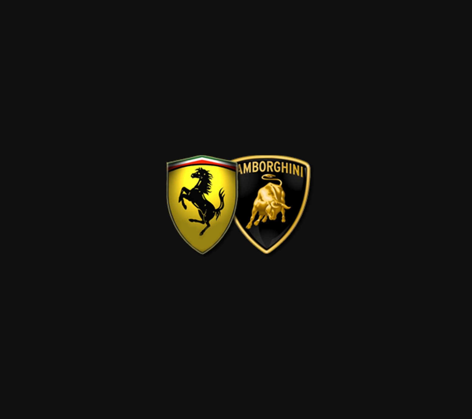 Un fond noir avec un logo or et noir (ferrai, lamborghini, logo)