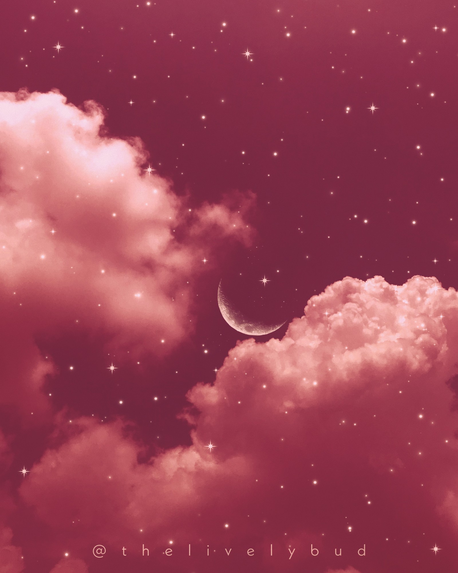 There is a crescent that is in the sky with clouds (aesthetic, clouds, iphone, moon, nature)