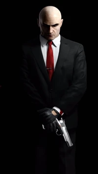 Imposing Figure in a Suit with a Gun