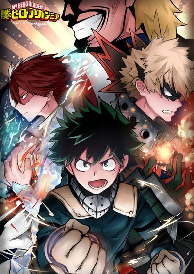 Héros dynamiques de My Hero Academia : Deku et alliés en action