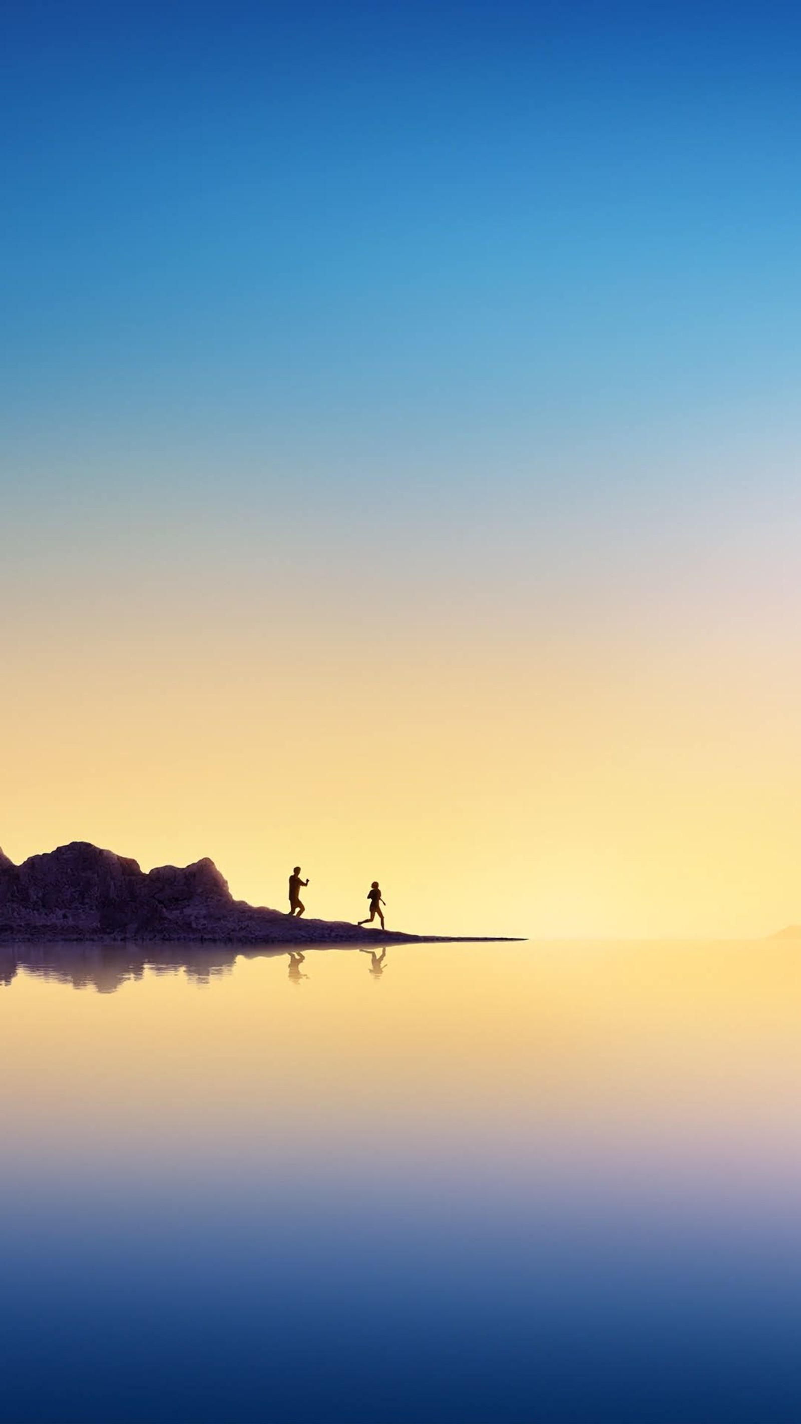 There is a man standing on a beach with a kite (galaxy, infinity, lake, note, note 8)