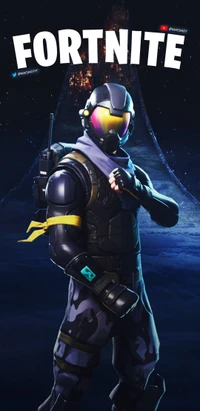 Personagem do Fortnite em armadura futurista