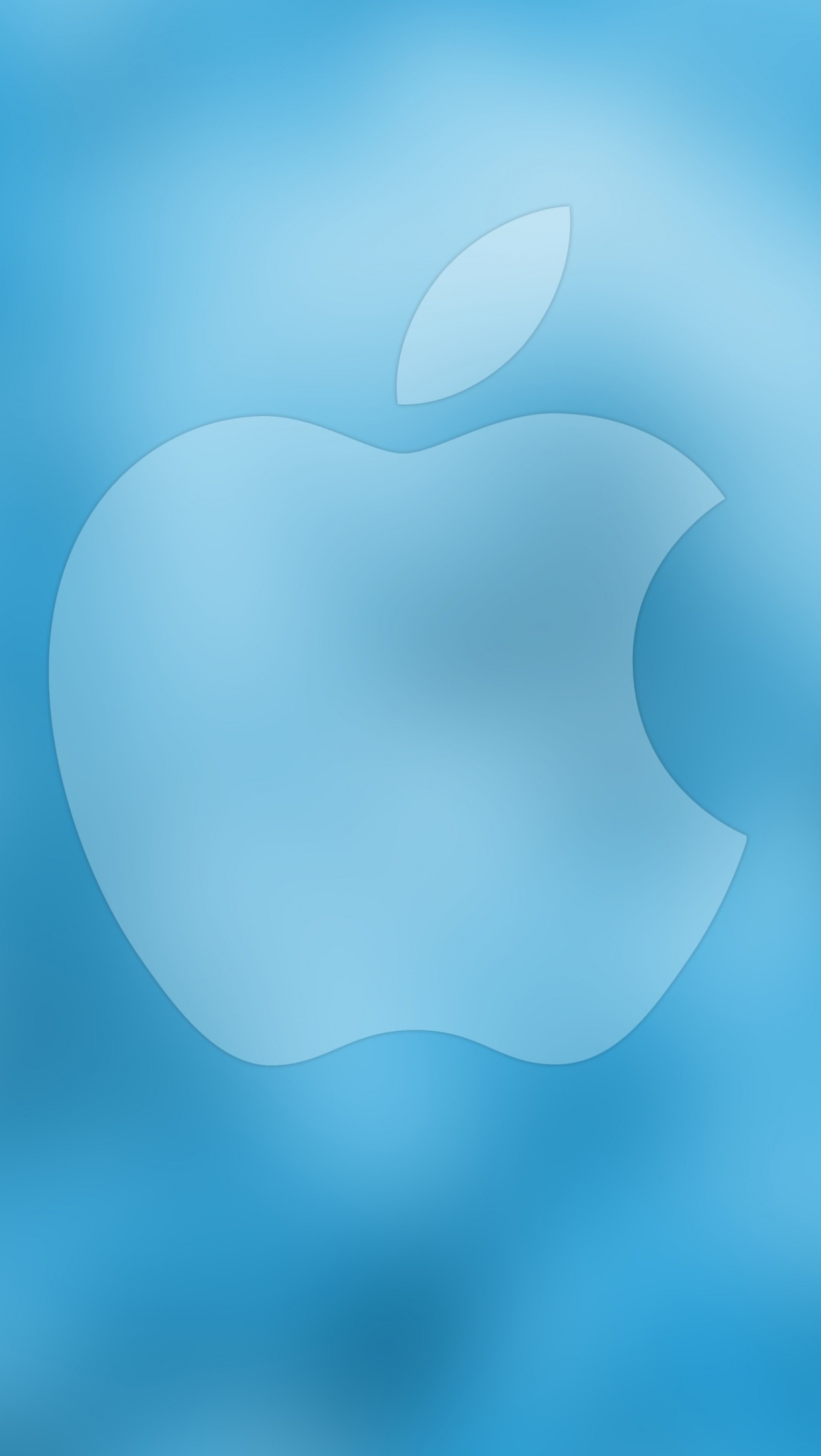 An apple logo on a blue background with a blurry effect (apple, ios, logo)