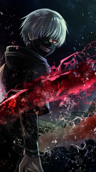 Gespenstische Tokyo Ghoul Figur in dunkler, düsterer Atmosphäre