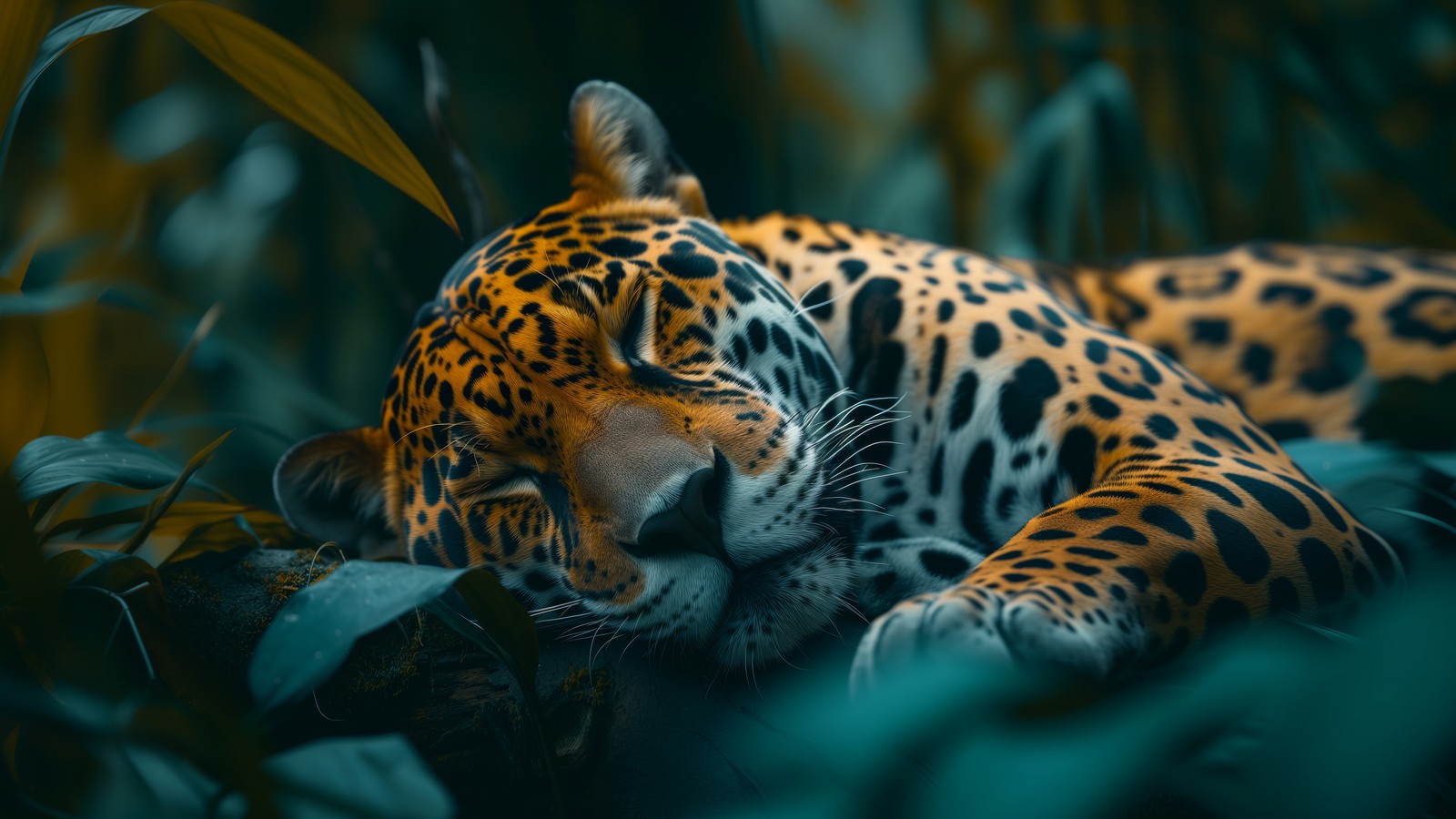 Lade jaguar, schlafend, tiere, tier Hintergrund herunter