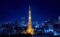 Tokyo Tower bei Nacht beleuchtet: Ein atemberaubendes Stadtbild-Merkmal