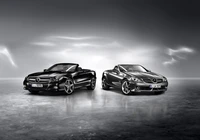 Roadsters negros de Mercedes-Benz: SLS AMG y clase SLK en elegante contraste