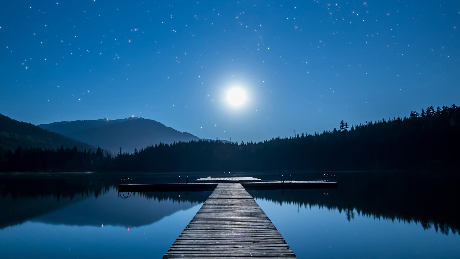 moonlight, moon, night, stars, lake wallpaper