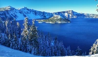 crater lake, yosemite national park, park, lake, winter wallpaper