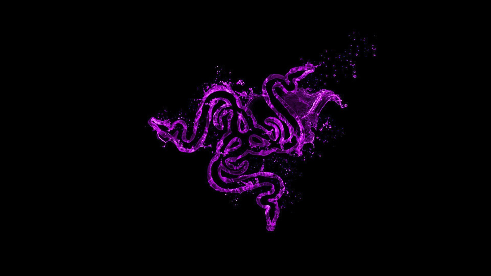 A close up of a purple and black background with a dragon (razer, logo, purple)