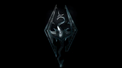 Логотип The Elder Scrolls V: Skyrim на черном фоне