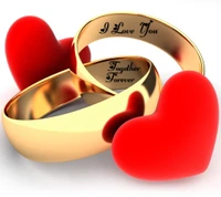 forever together, golden rings, amour, cœurs rouges, romantique