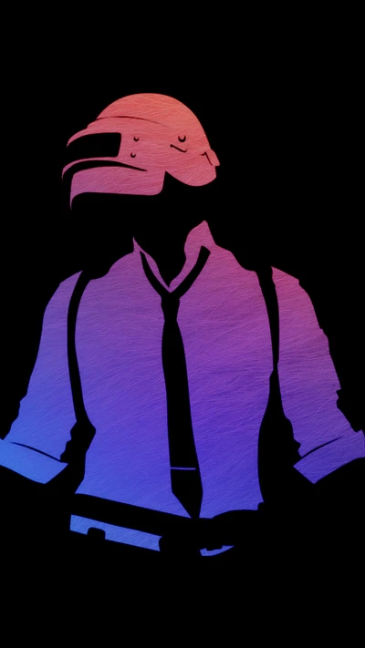 Silhouetted PUBG Player in a Gradient Background