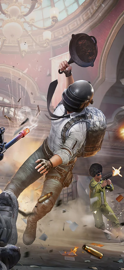 Intensive Kampfaktion in PUBG Mobile: Spieler sind in einem heftigen Kampf engagiert