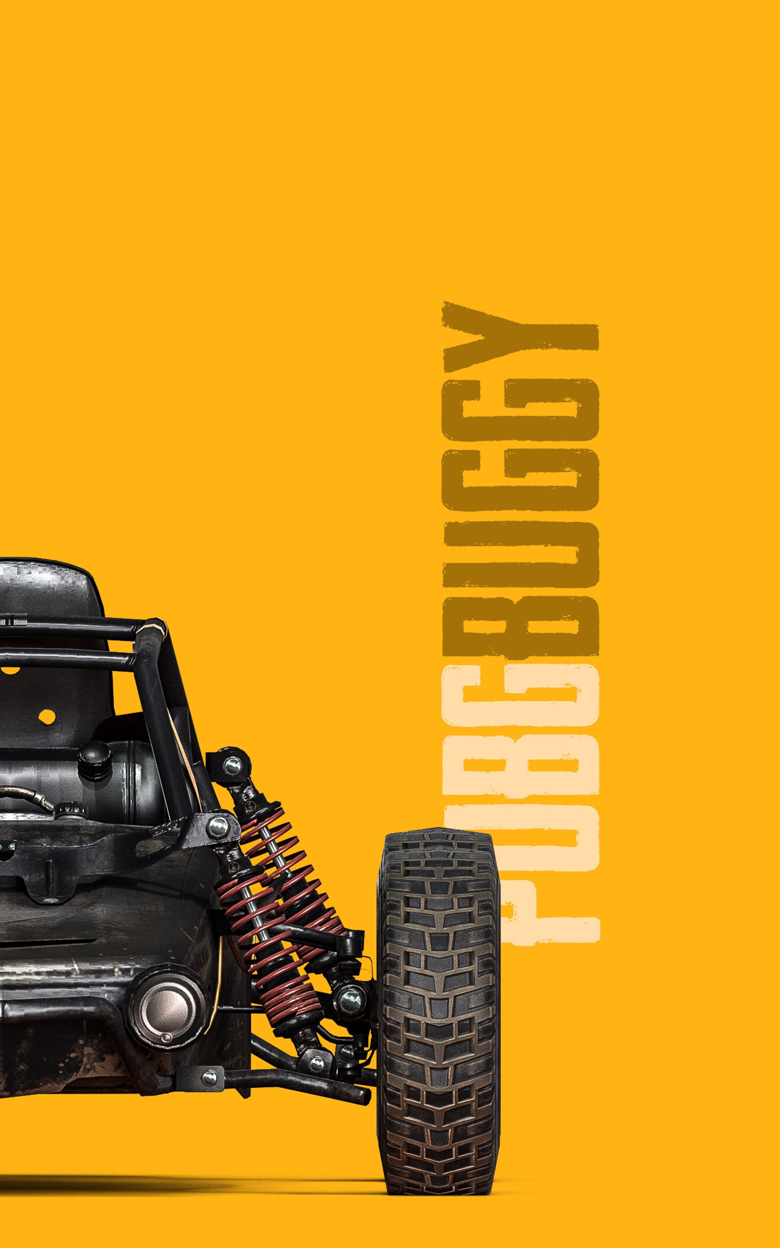 Há um carro preto com um fundo amarelo (pubg buggy, pubg vehicles)