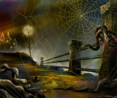 creepy, dark, halloween, net, spider