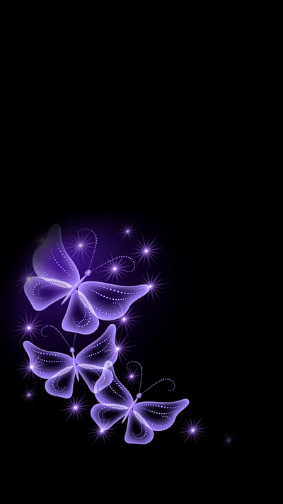 Enchanting Lilac Butterflies on a Dark Background