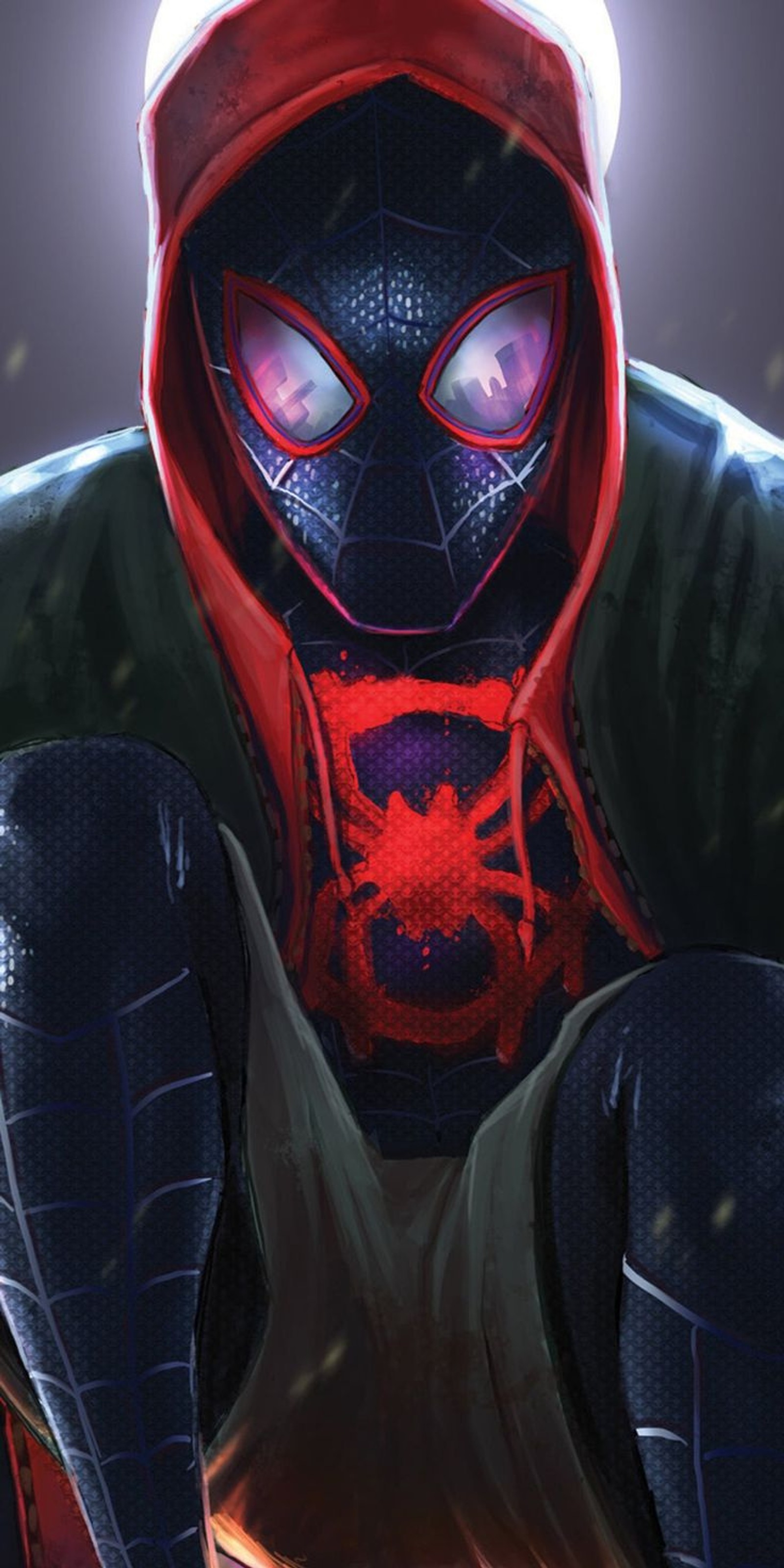 Spider-man en un sweat-shirt rouge et un pantalon noir (spiderman, univers spider, nouveau, spiderman new, 2019)