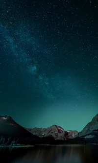 Starlit Mountain Landscape Under a Night Sky