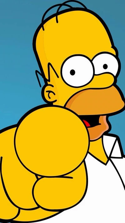 Homer Simpson pointant et souriant dans un style de dessin animé